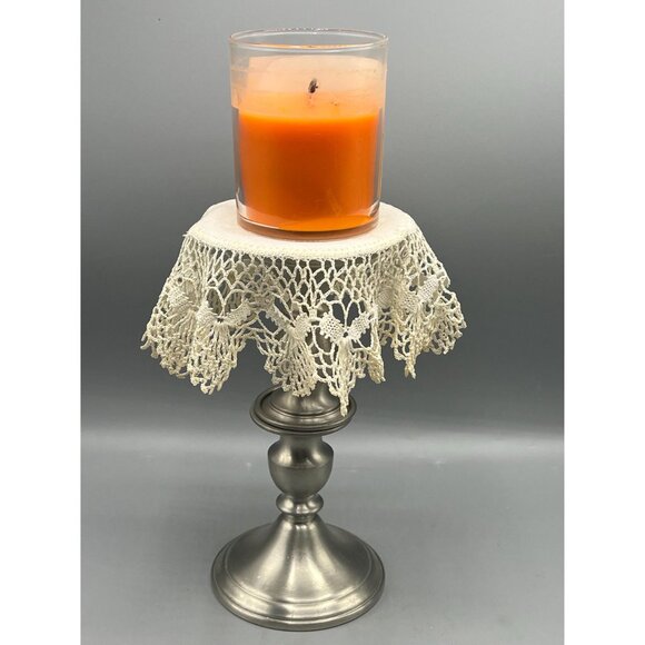 Pair of Web pewter weighted candlesticks. 4 1/4 inches tall. Understated masculi - Picture 8 of 14